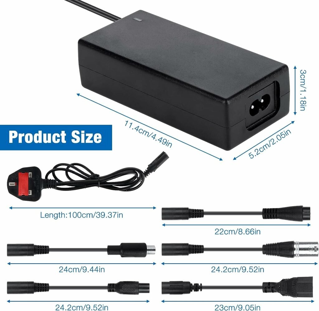 42V 2A Electric Scooter Charger, Mobility Scooter Battery Charger, Lithium Battery Charger Ebike Battery Charger for Li-ion Battery, Electric Bike Charger for M365, E Scooter Charger (6 Plugs)