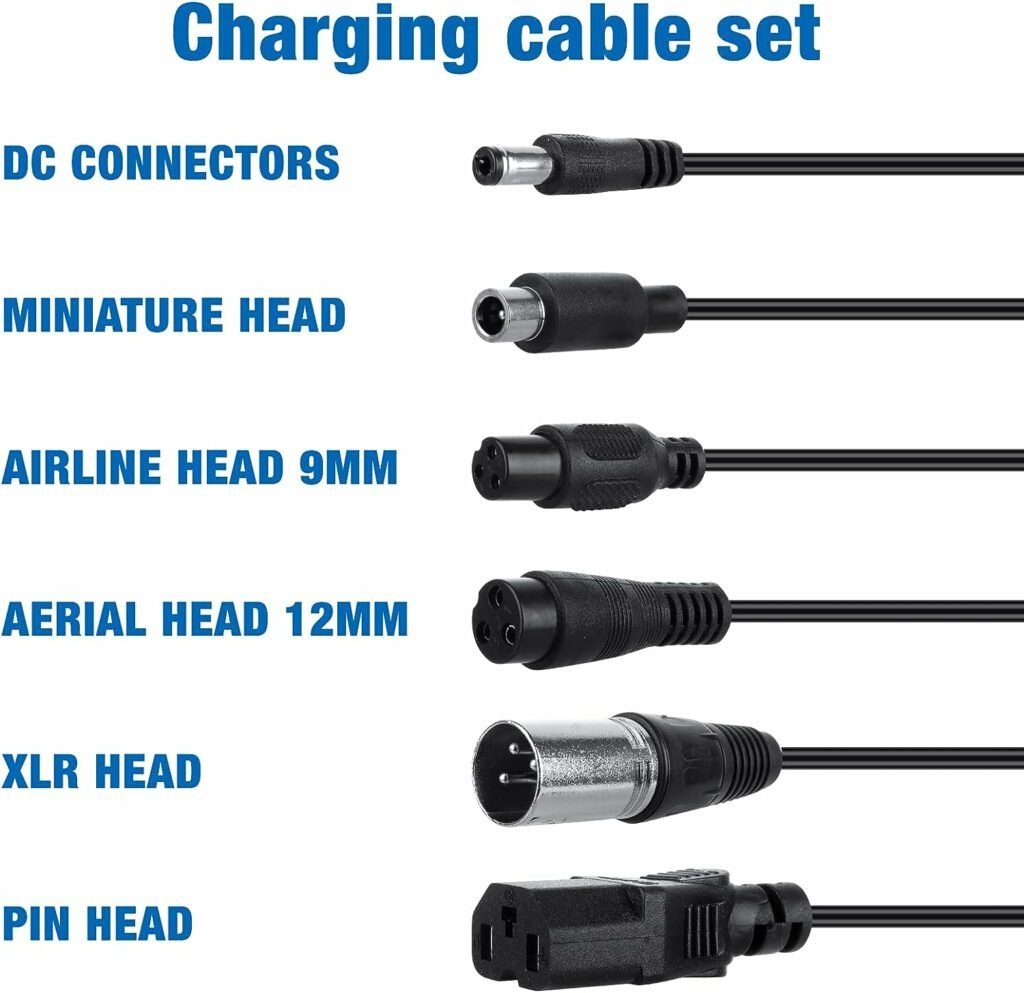 42V 2A Electric Scooter Charger, Mobility Scooter Battery Charger, Lithium Battery Charger Ebike Battery Charger for Li-ion Battery, Electric Bike Charger for M365, E Scooter Charger (6 Plugs)