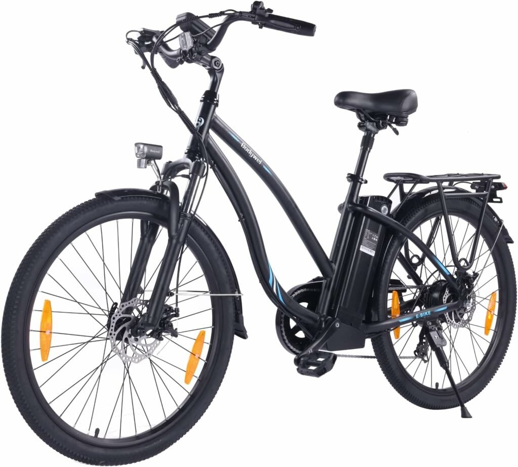 Bodywel Electric Bike, 26/27.5 City Electric Bikes, E Bike Electric Bicycle with 36V 15Ah Removable Battery, LED Display, Shimano 7 Gears System Mountain Electric E-Bike for Adults