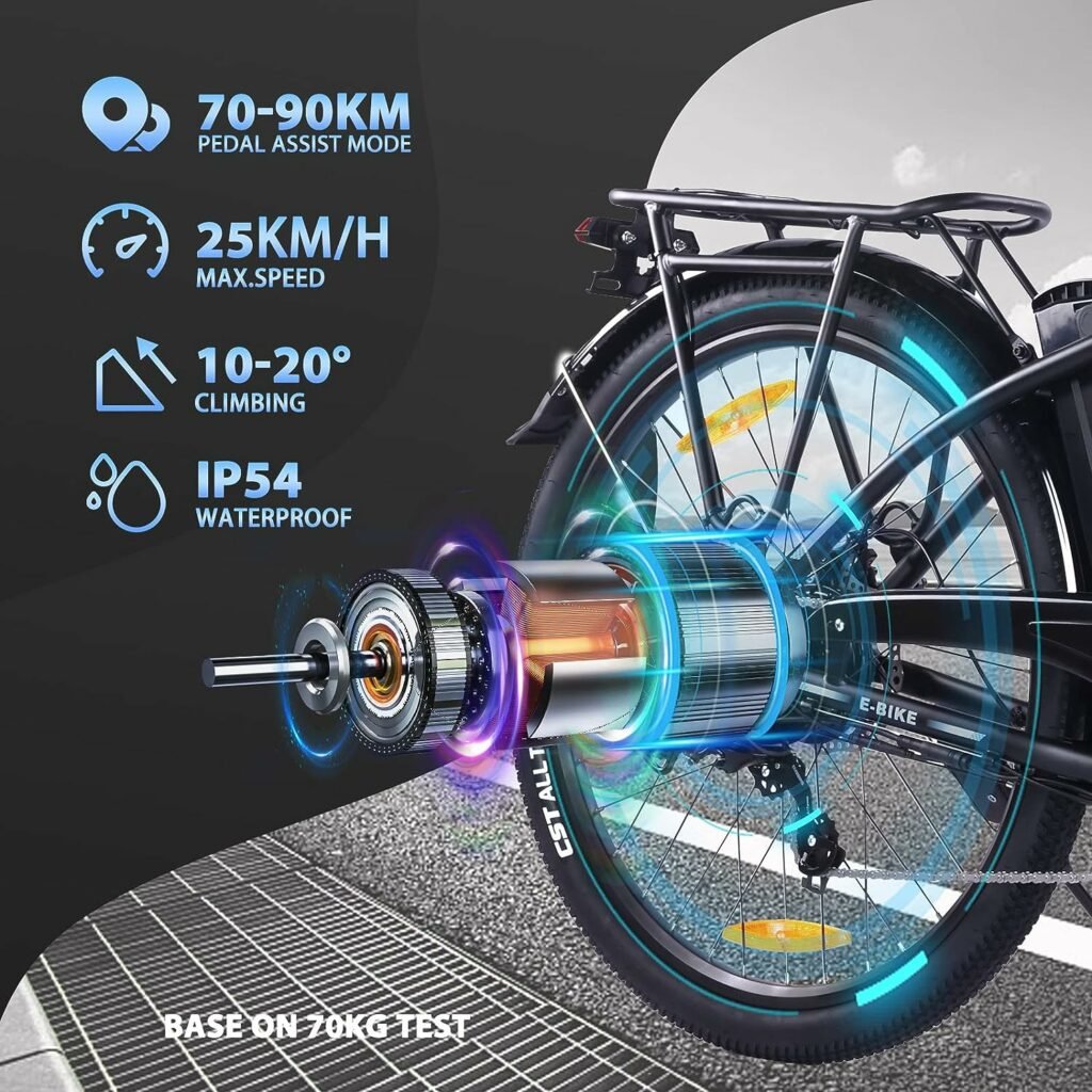 Bodywel Electric Bike, 26/27.5 City Electric Bikes, E Bike Electric Bicycle with 36V 15Ah Removable Battery, LED Display, Shimano 7 Gears System Mountain Electric E-Bike for Adults