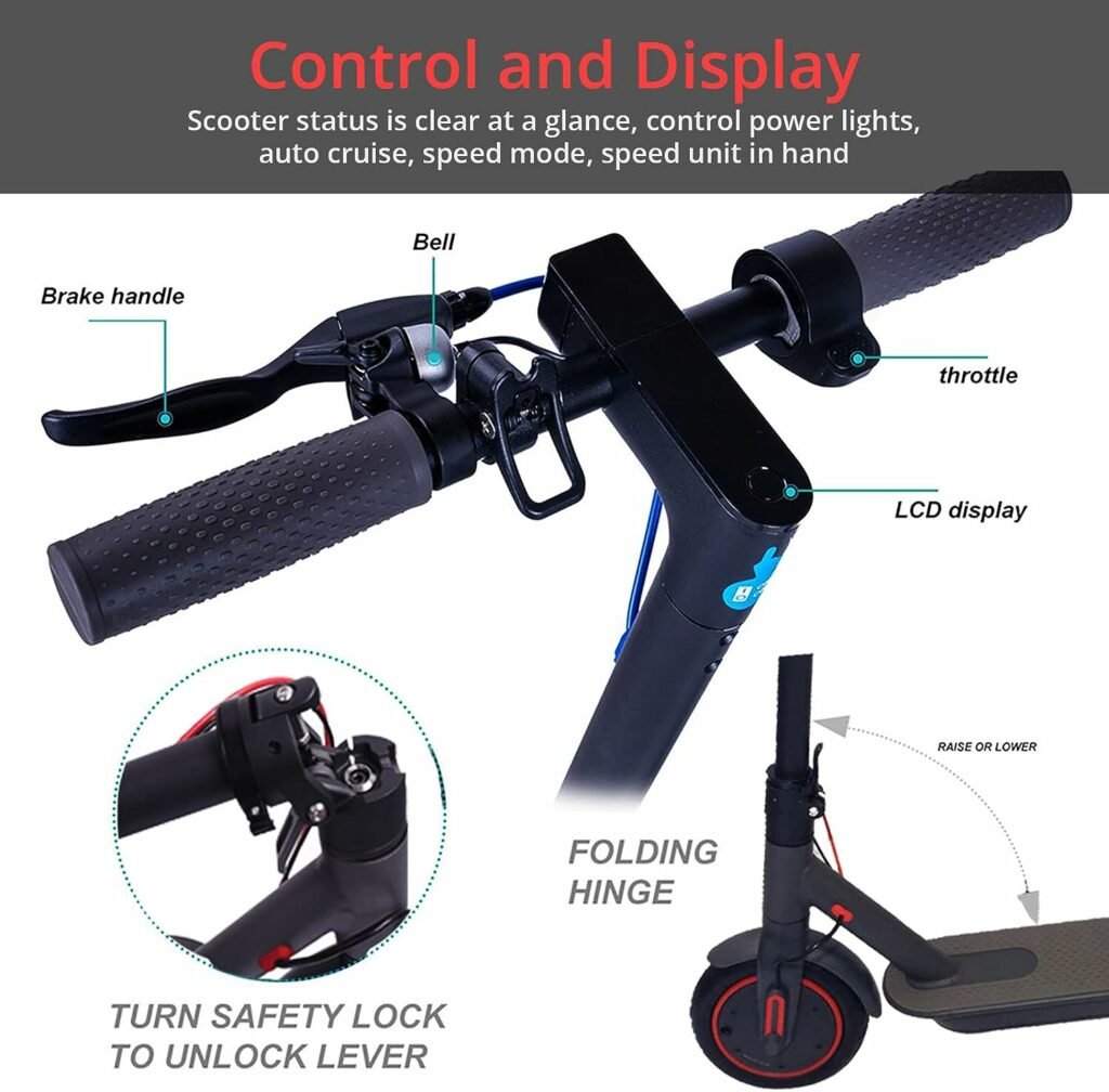 E-RIDES Electric Scooter Adult, E Scooter 25km Long Range, 8.5 inches Solid Tire, LED Light, Max Speed 25km/h, Disc Brake  EABS, 250W Motor, Folding Electric Scooters for Adults with APP