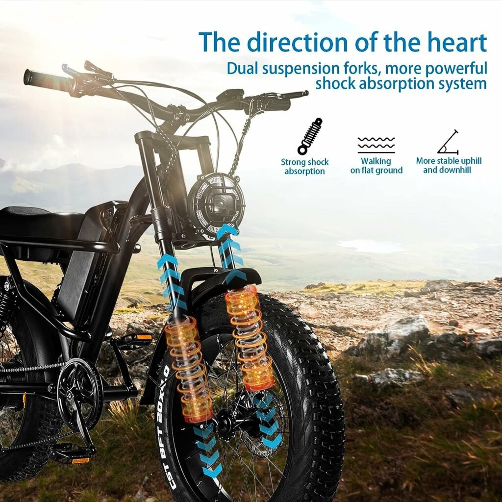 electric bikes 20 Inch Off-Road EBIKE for Adults with 48V 20AH Detachable Lithium Ion Battery7 Speed Snow Bike with Dual Shock Absorbers and Brush-less Motor