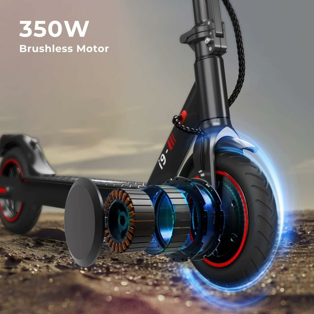 Electric Scooter, iScooter i9 Electric Scooter adults, 8.5”solid tires, 30km Range, 3 speed mode, Foldable Electric Scooters with APP, Double Braking System for Adults and Teens