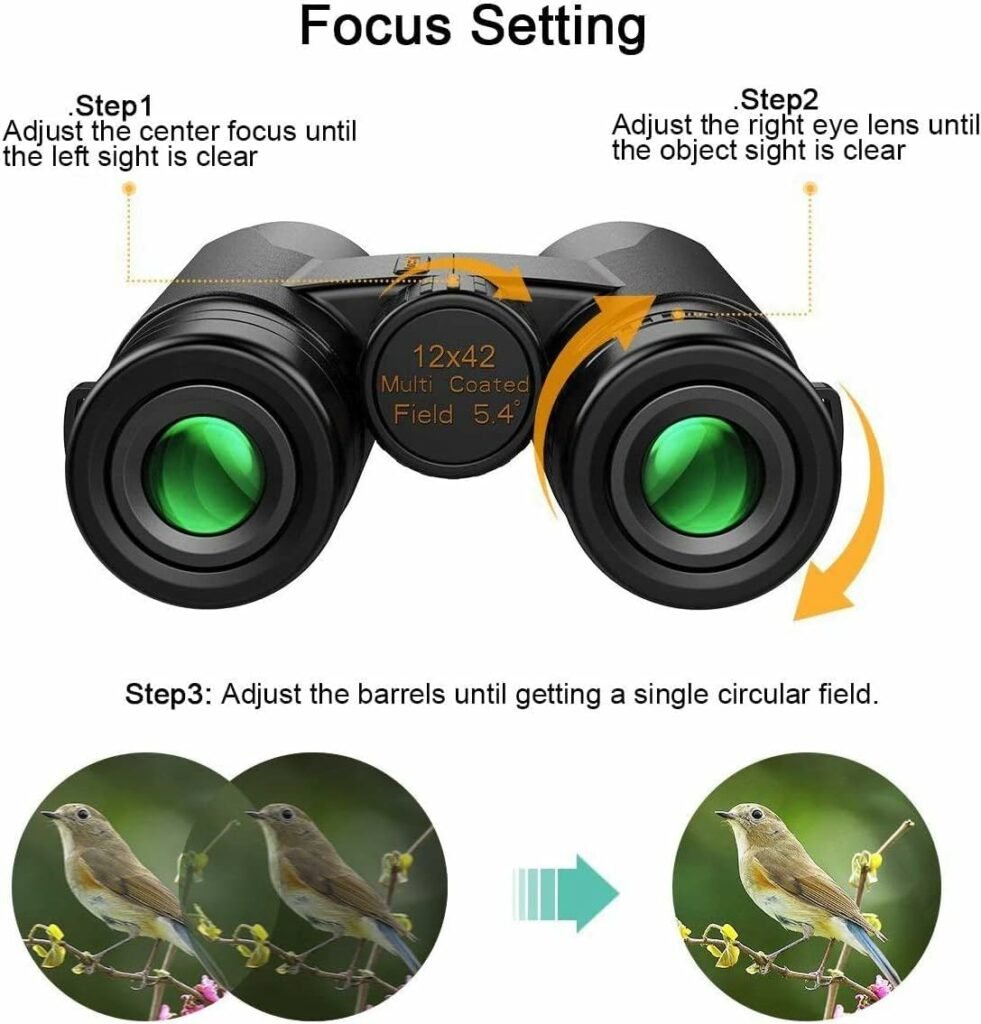 High Power Binoculars, Kylietech 12x42 Binocular for Adults with BAK4 Prism, FMC Lens, Fogproof  Waterproof Great for Bird Watching Travel Stargazing Hunting Concerts (Smartphone Adapter Included)