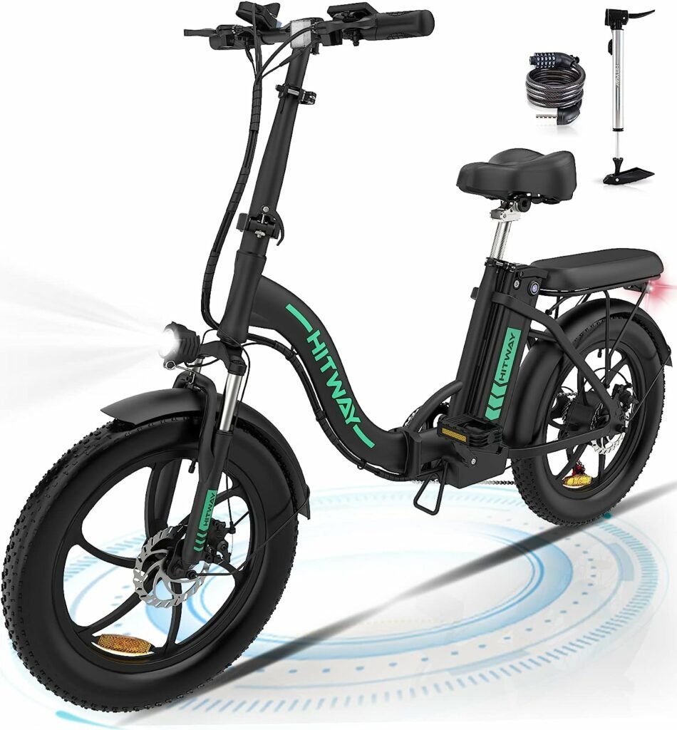 HITWAY Electric Bike, 20 Fat Tire Ebikes, 11.2Ah 250W 36V E Bike, 35-90KM Electric Folding Bikes with 7 Gears SHIMANO System City E Bike Mountain Bicycle for Adults