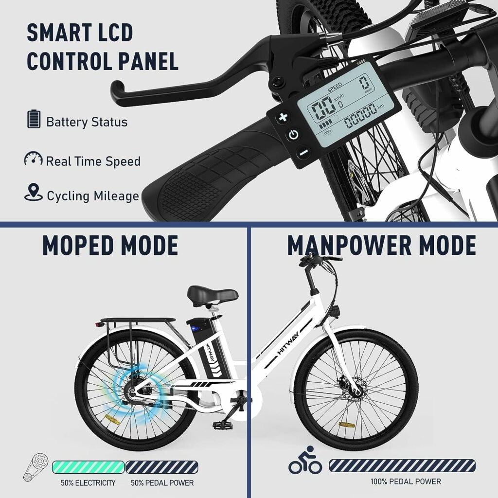 HITWAY Electric Bike, 26 Inch E Bike, Pedal Assist E-Bike with 8.4Ah Battery, 250W,City E Bike for Adults 35-70KM