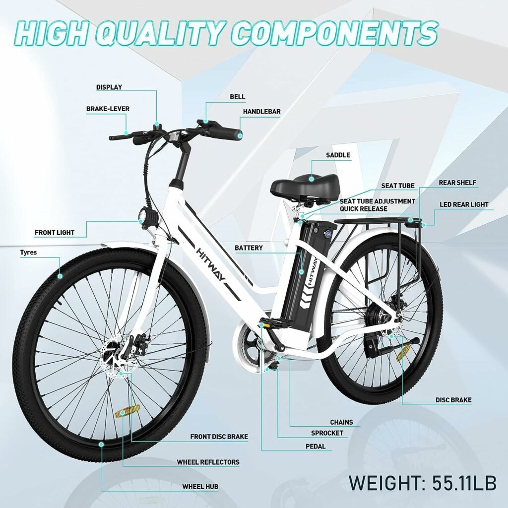 HITWAY Electric Bike, 26 Inch E Bike, Pedal Assist E-Bike with 8.4Ah Battery, 250W,City E Bike for Adults 35-70KM