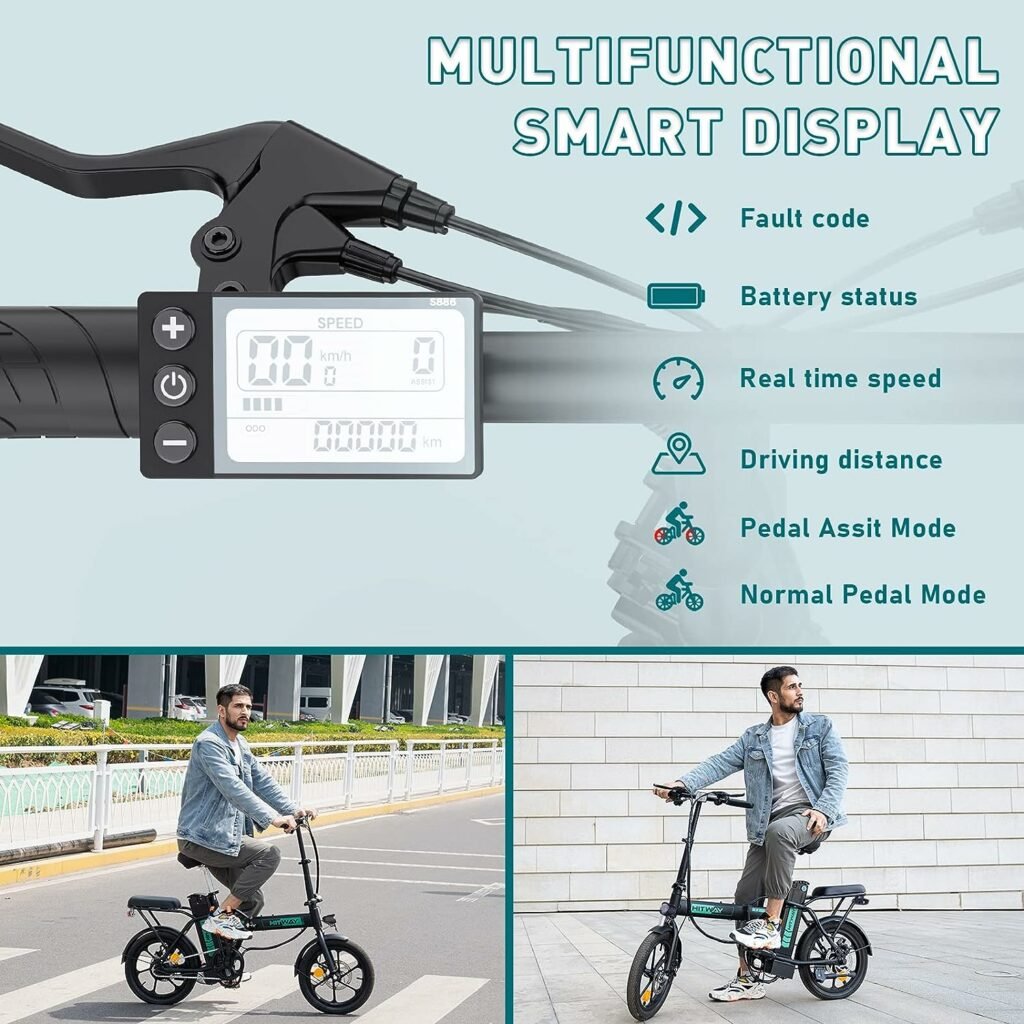 HITWAY Electric Bike E Bike Foldable City Bikes 8.4Ah Battery, 250W Motor, Assist Range Up to 35-70Km BK5