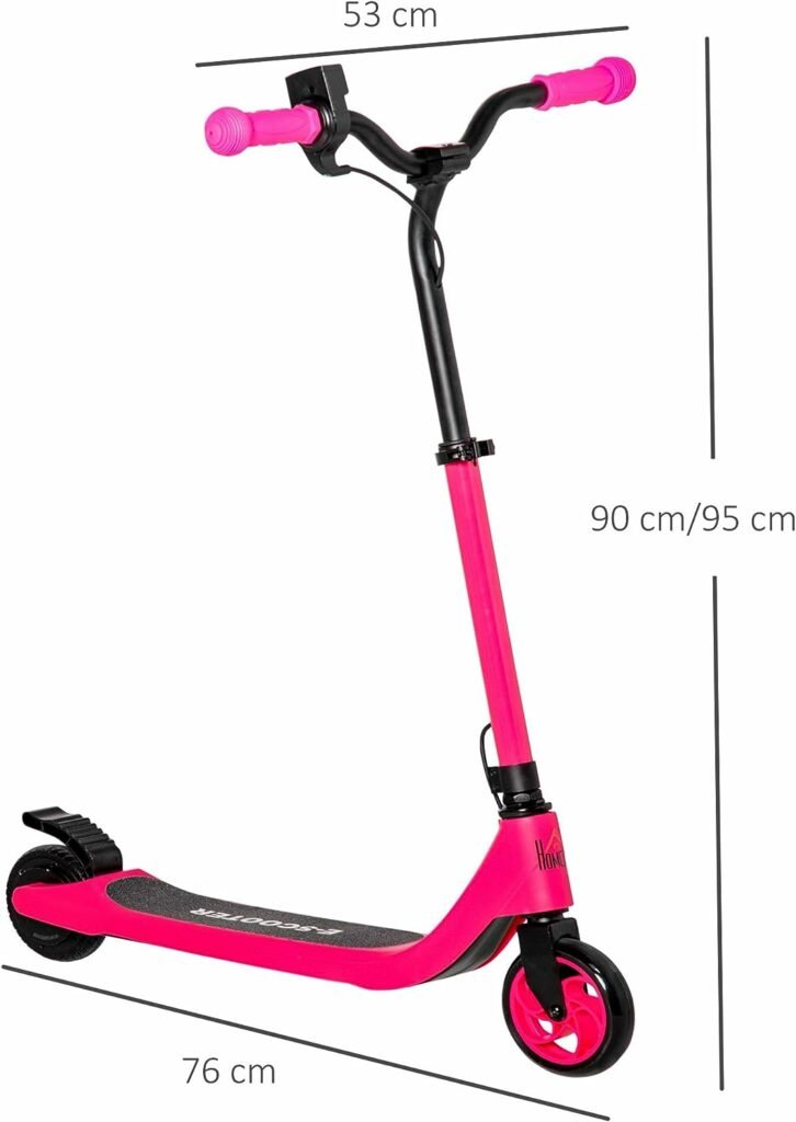 HOMCOM Electric Scooter, 120W Motor E-Scooter with Battery Display, Adjustable Height, Rear Brake for Ages 6+ Years