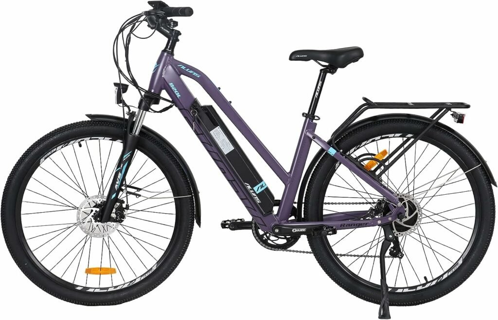 Hyuhome Electric Bikes for Adult Mens Women,27.5 Ebikes Bicycles Full Terrain 36V 12.5Ah Mountain E-MTB Bicycle,Shimano 7 Speed Double Disc Brakes for Outdoor Commuter (Purple, 820L+)