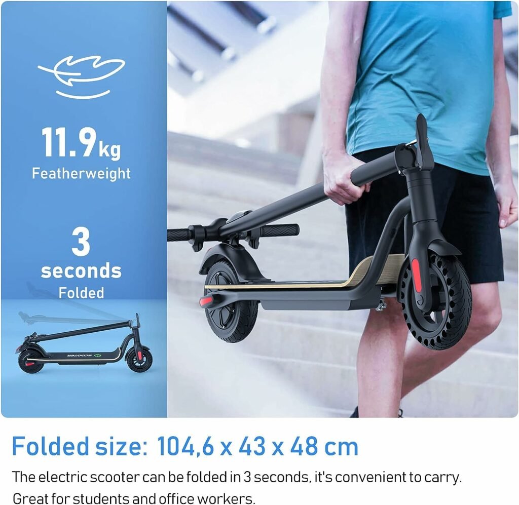 M MEGAWHEELS Electric Scooter, 3 Gears, Max Speed 25 km/h, 22 KM Powerful Battery with 8 Tires Foldable Electric Scooter for Adults, Teenager