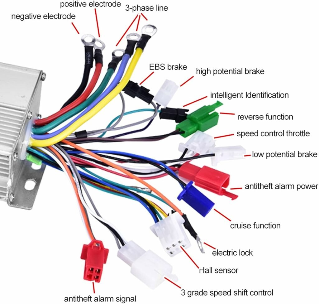 Nimomo Scooter Brushless Motor Controller, 36V/48V 1500W E Bike Motor Controller for Electric Bicycle