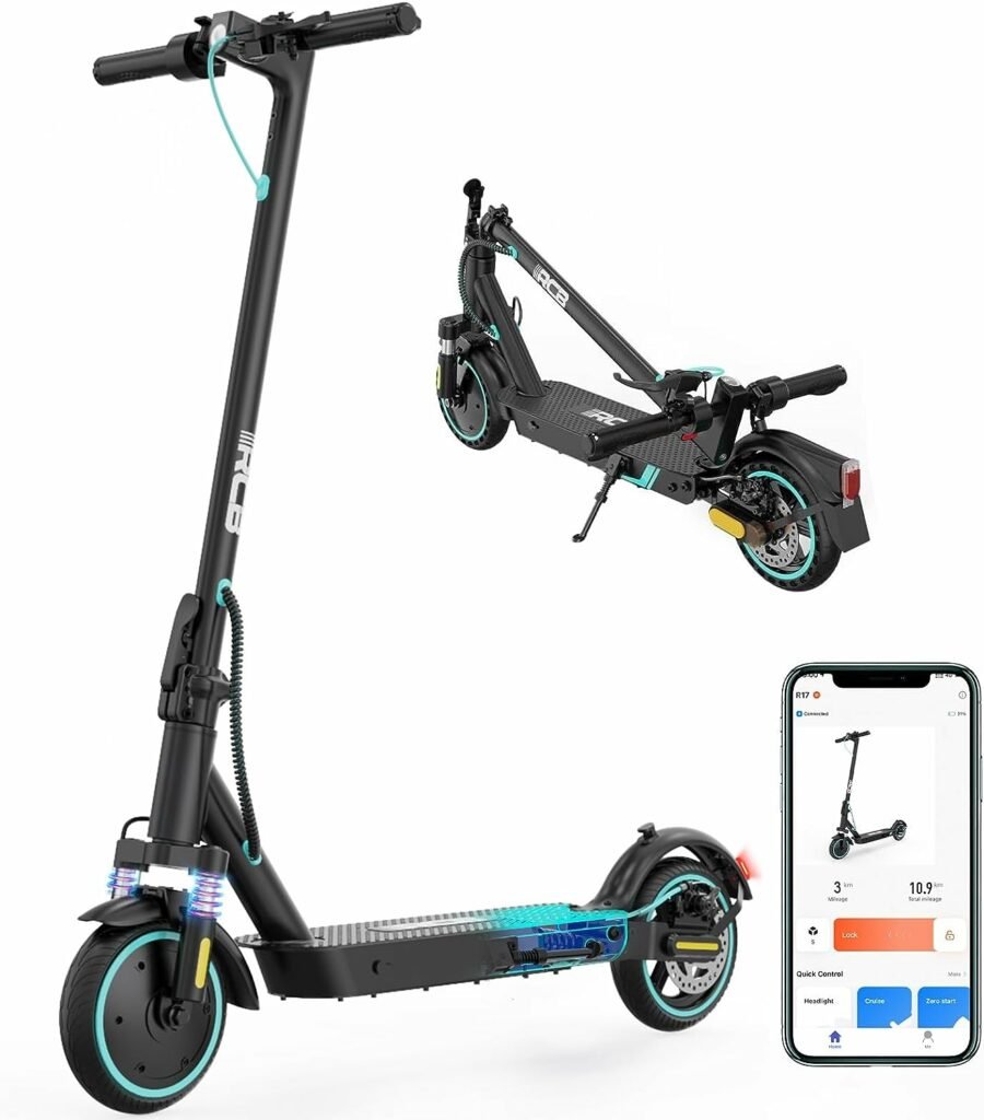 RCB Electric Scooter Adult,Long-Range E-Scooter,Max 25km/h,Comfortable Shock Absorption,APP Connectivity,Foldable, Safe Braking System,LED Display,Gift for Adults and Teenagers!