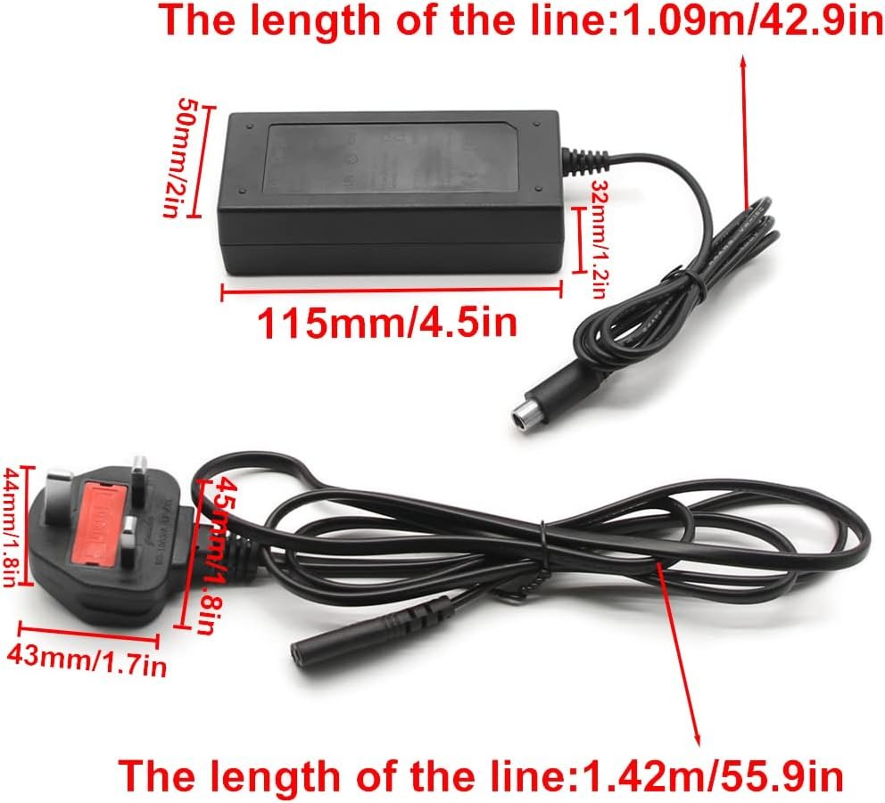 SUNDELY Electric Scooter Battery Charger 42V 2A Replacement for Xiaomi Mi M365 Segway-Ninebot ES Pure Air Pro Aovo Bird E-scooter Skateboard (8mm 1-pin)