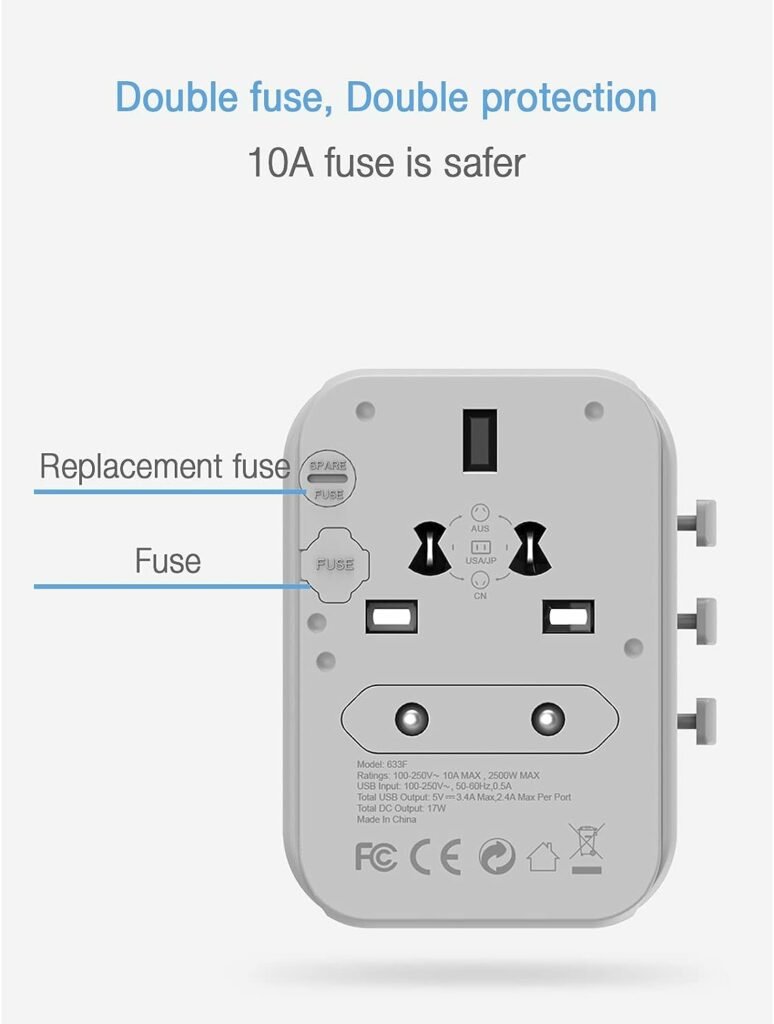 TESSAN Plug Adapter Worldwide with 4 USB and 1 AC Socket, International Travel Adapter UK to European Power Universal Plug Adaptor for EU USA Australia Thailand