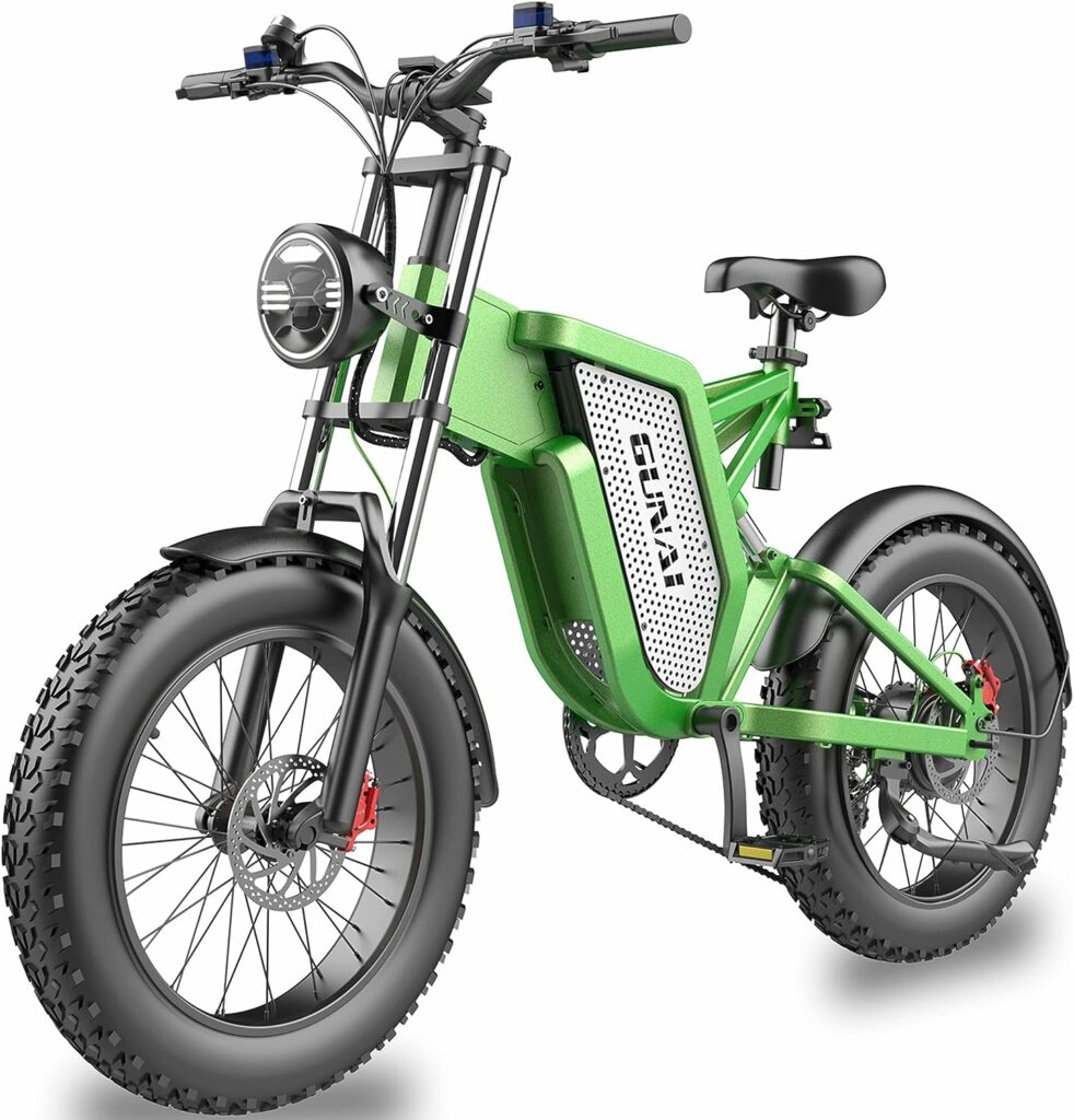 GUNAI Electric Bikes for Adults Men, 20 4.0 Fat Electric Bike 48V 25AH (Green)