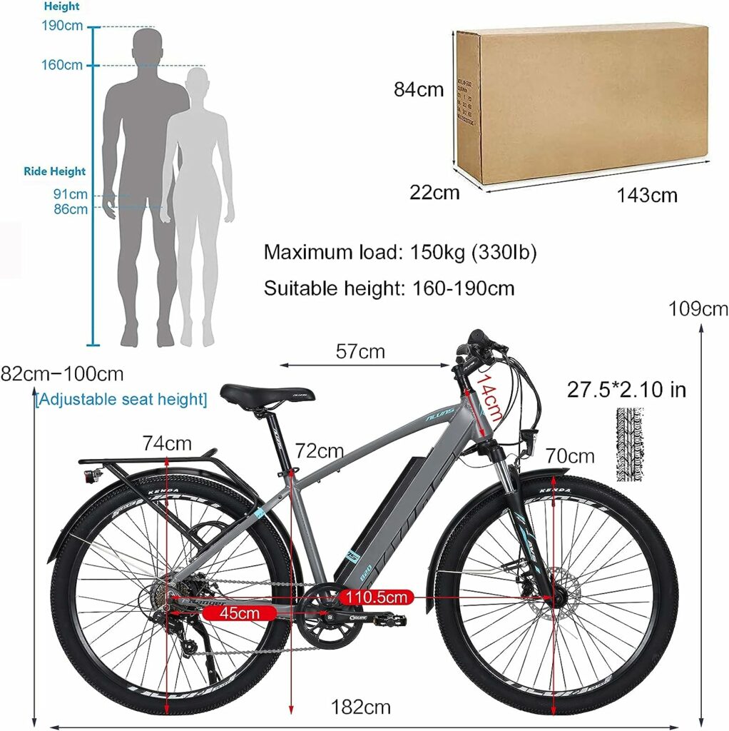 Hyuhome Electric Bikes for Adults Men, 27.5/28 Electric Mountain Bike,E Bikes for Men with 36V 12.5Ah Removable Battery and BAFANG Motor